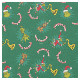 Tissu Dr Seuss   The Grinch   Merry Grinchmas Motif