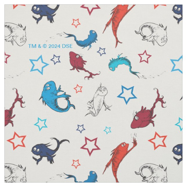 Tissu Dr. Seuss | Un Poisson Deux Poissons Motif Étoile (Échantillon)