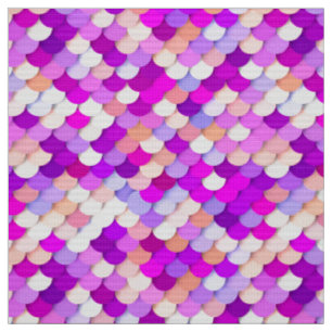 Tissu "Dragon Scales" - violet. rose chaud et pêche