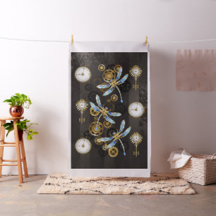 Tissu Dragonflies de Steampunk sur arrière - plan rayé b