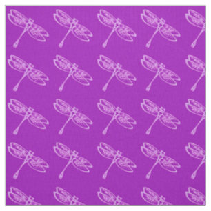 Tissu Dragonflies, orchidée pâle sur violet profond