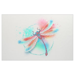 Tissu Dragonfly rouge sur l'arrière - plan aquarelle