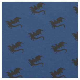 Tissu Dragons Bleu des silhouettes du MDN