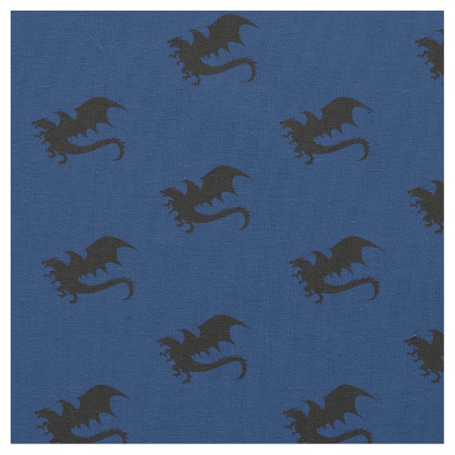 Tissu Dragons Bleu des silhouettes du MDN (Fermer)