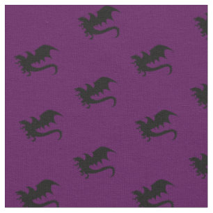 Tissu Dragons Défense nationale Silhouettes Violet