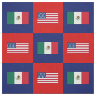 Tissu Drapeau américain, Drapeau mexicain en bleu et rou