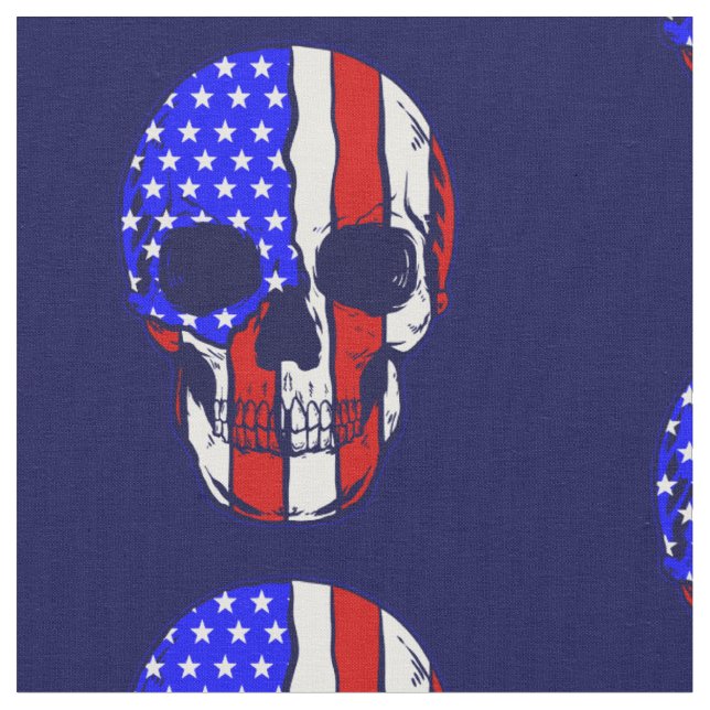 Tissu drapeau américain squelette patriotique (Fermer)
