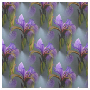 Tissu Drapeau bleu Iris Fleur Nature Motif d'art