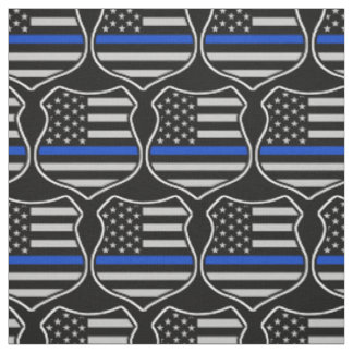 Tissu Drapeau de police américain avec fine ligne bleue