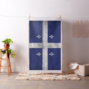 Tissu Drapeau du Québec style grunge érodé