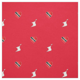 Tissu Drapeau et carte du cœur patriotique de Trinité-et