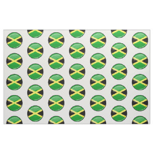 Tissu Drapeau jamaïcain rond brillant