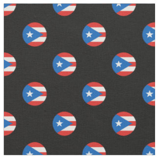 Tissu Drapeau porto-ricain noir Pois