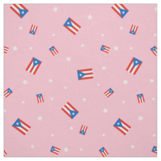 Tissu Drapeaux portoricains et étoiles roses