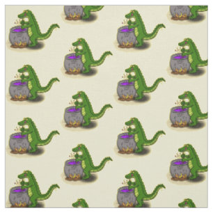 Tissu Drôle alligator vert cuisine dessin animé