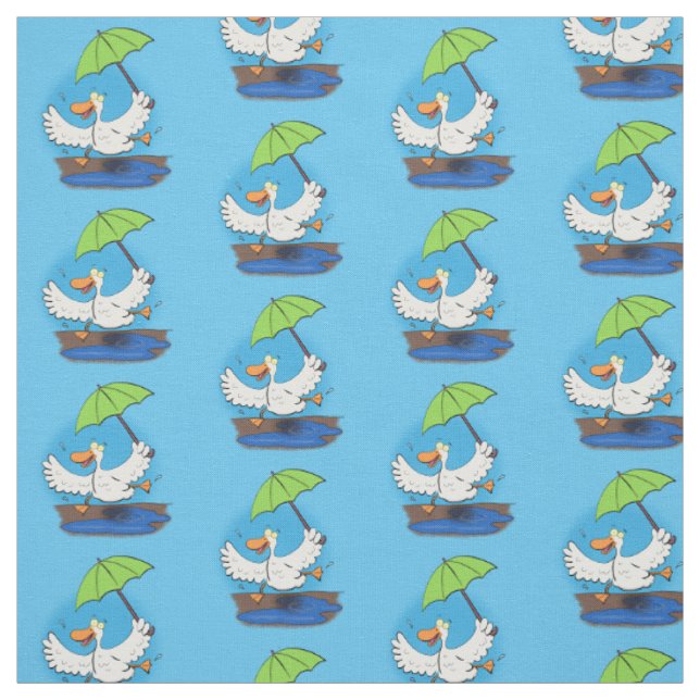 Tissu Drôle canard avec parapluie dessin animé (Échantillon)
