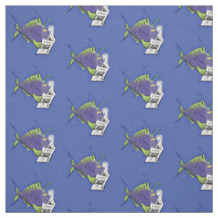 Tissu Drôle caricature de poisson de pêcheur