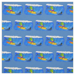 Tissu Drôle caricature de surf de lézard au cou