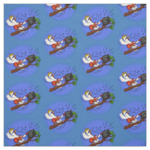 Tissu Drôle cockatoo jouant de la guitare rock dessin an