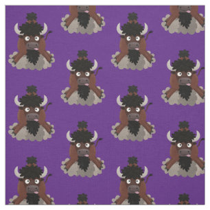 Tissu Drôle dessin animé de bison de buffle