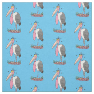 Tissu Drôle dessin animé de cigogne en marabou