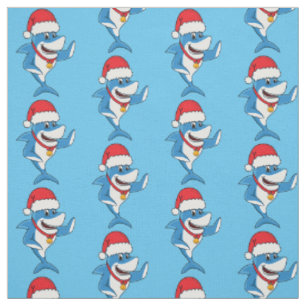 Tissu Drôle dessin animé de requin de Noël