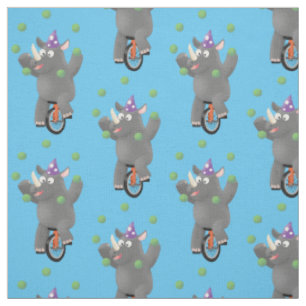 Tissu Drôle rhinocéros mignon jonglant sur monocycle