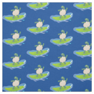Tissu Drôle tortue vague de surf dessin animé