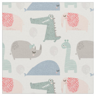 Tissu Drôle Visage mignon Doodle Motif animal