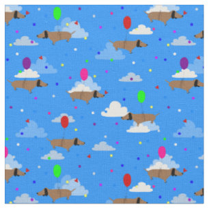 Tissu drôles chiens ballons dachshund nuages