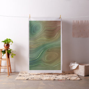 Tissu Earthy Emerald Strata Agate d'encre verte et dor