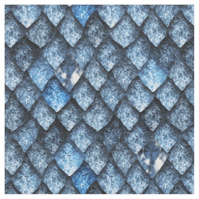 Tissu Échelles de dragon/gemmes bleues (Fermer)