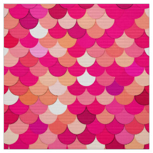 Tissu Échelles de sirène, corail, rose fuchsia, et pêche