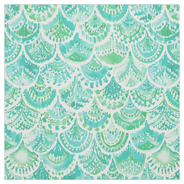 Tissu Échelles de sirène d'Aqua de VÉNUS DE MER (Échantillon)