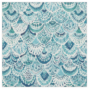 Tissu Échelles de sirène d'indigo d'ARMURE de MERM