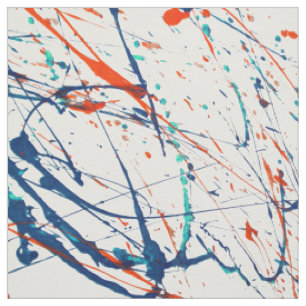 Tissu Éclaboussures turquoises bleues oranges modernes