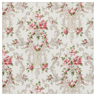 Tissu Élégant Arrière - plan Floral-Blanc de Rococo