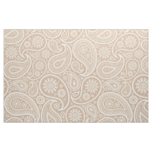 Tissu Elégant Blanc Paisley Sur Arrière - plan Tan