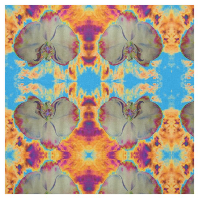 Tissu Elégant boho abstrait aquarelle orchidée peinture (Échantillon)
