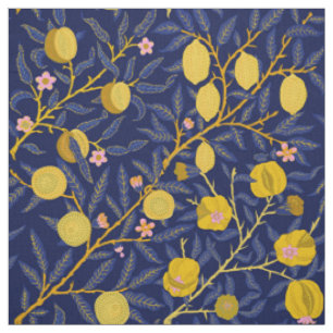 Tissu Élégant motif de vignes au citron bleu frais