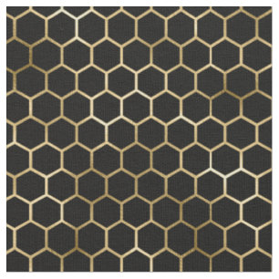Tissu Élégant Motif noir peigne d'or