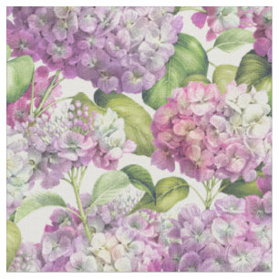 Tissu Élégant Pink Purple Hydrangea Motif Floral