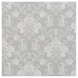 Tissu Élégant romantique chic floral gris-damassé