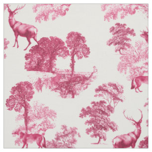 Tissu Elégant Rustique Vintage Rose French Toile Renard