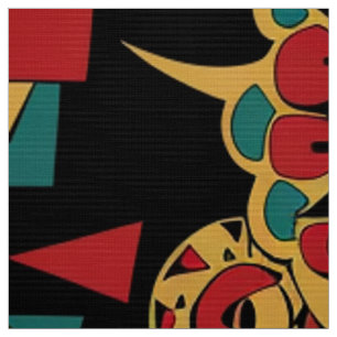 Tissu Élégant Turquoise "Motifs inspirés du patrimoine"