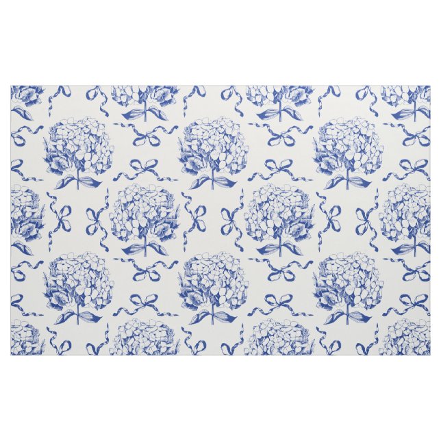 Tissu Elégant Vintage Blue Hydrangea Flower Bows (Fat Quarter)