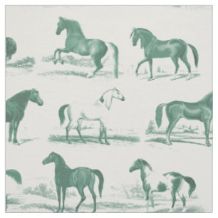 Tissu Élégant Vintage Sage Cheval races Motif