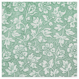 Tissu Élégant Vintage Sage Vert Floral