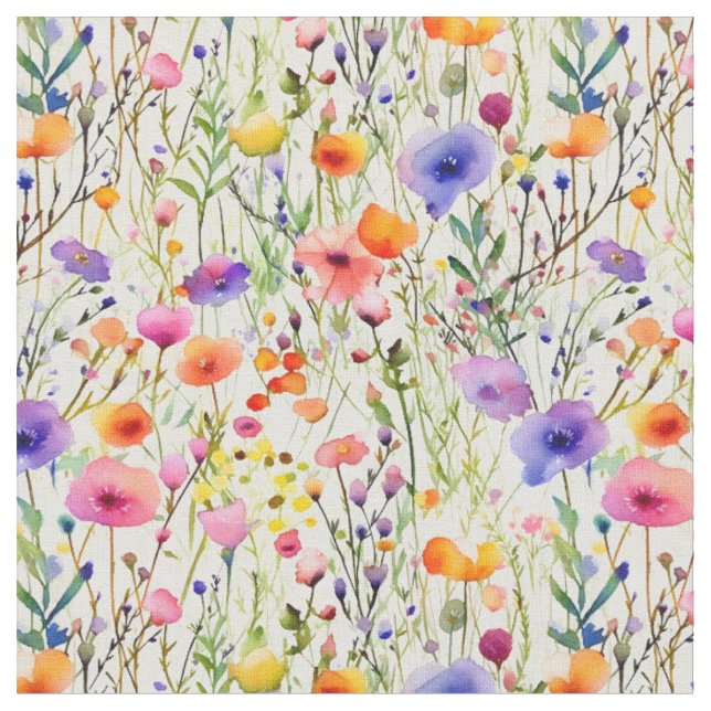 Tissu Elégante aquarelle Fleur sauvage (Fermer)
