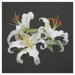 Tissu Elégante Casablanca White Oriental Lilies